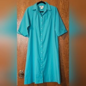 Vintage 80’s Willi of California Teal Midi Dress with Belt Size 8 - Vintage